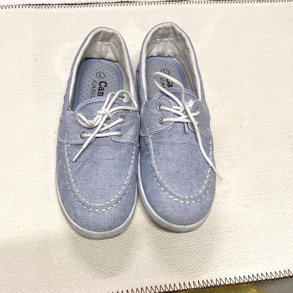 Blue Denim Classic Nautical Boat Shoe Canvas Comfort Casual Slip On Lace Up Sz L